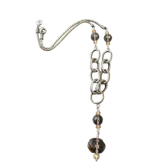 Silpada 925 Sterling Silver Chainlink Beaded Y Necklace - Picture 1 of 10